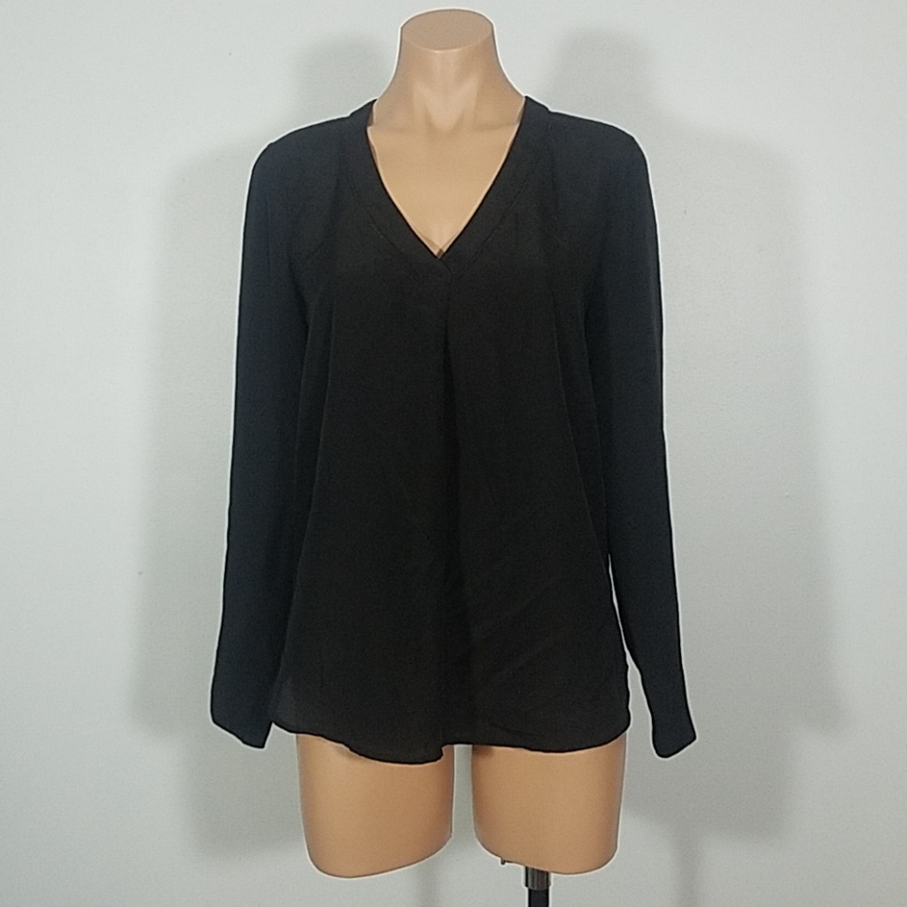 J.Crew Black Long Sleeve V-Neck Blouse